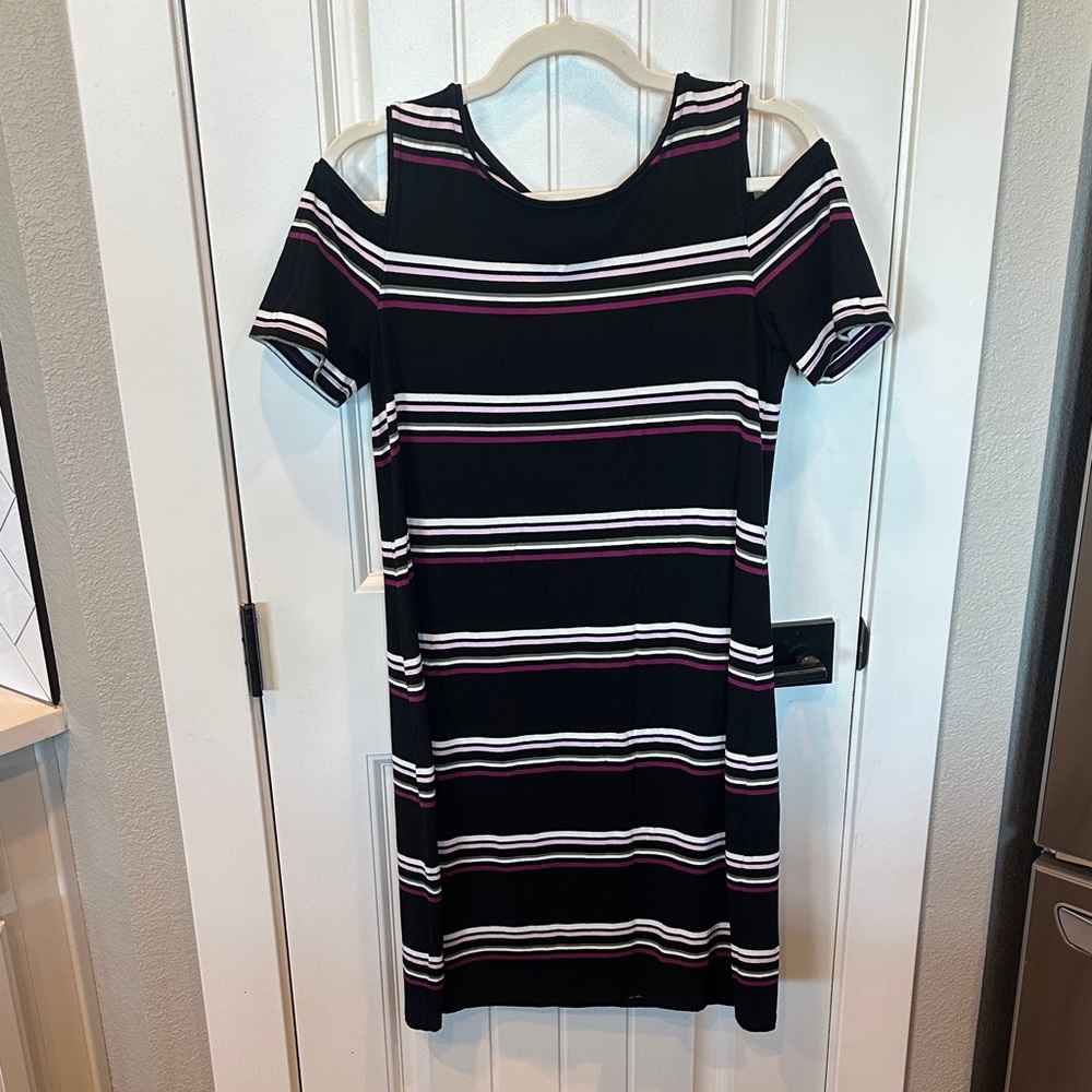 White House Black Market Striped Cold Shoulder Mini Dress
